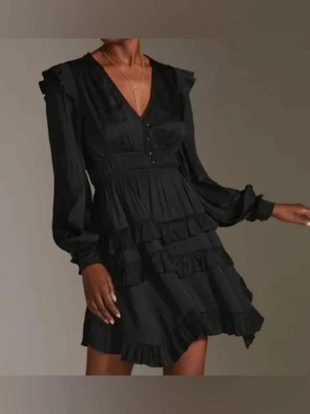 black mini dress with fur Princess Polly Women's Lex Long Sleeve Minidress - Black main image 1